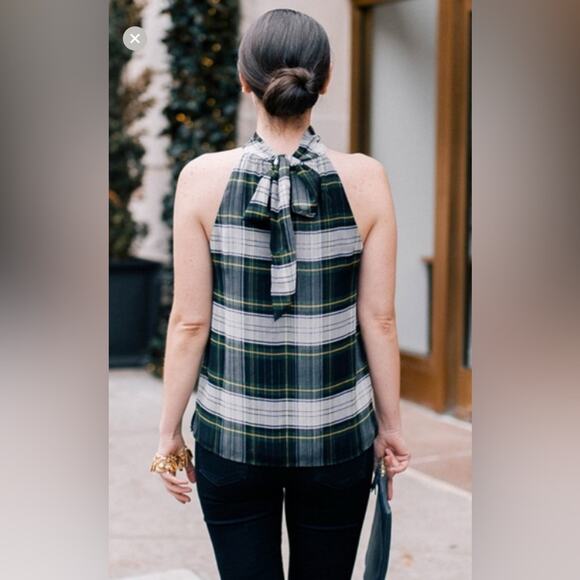 UEC J. CREW Highland Tartan Tie-Neck Halter Top Blouse SZ 10 - Picture 4 of 11
